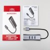 AXAGON HMA-GL3AP Wieloportowy hub metalowy 3x USB-A + GLAN, USB 3.2 Gen 1, 20cm USB-A kabel, microUSB dodatkowe zasilanie